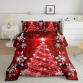 Feelyou Christmas Tree Comforter Set for Children Kids Boys Girls Luxury Chic Xmas Theme Bedding Set Glitter Snowflake Star Comforter Microfiber Red Duvet Set Room Decor Quilt Set Queen Size