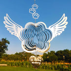 DJUAN Pet Memorial Wind Spinners, Dog Memorial Gifts,Stainless Steel Angel Wings Pet Paw Print,Dogs and Cats Remembrance, Pet Sympathy,Pet Loss Bereavement Gifts