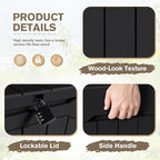JUMMICO 31 Gallon Resin Deck Box Waterproof Indoor Outdoor Storage Boxes for Patio Furniture Cushions and Garden Tools (Black, 31gallon-2 Packs)