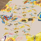 Tailor Shop Sunflower Comforter Sets King Size,Sunflower Bedding Sets for Teens Kids Butterflies Comforter Sets,Butterfly Bedding Sets Vintage Yellow Flowers Bedding Sets with 2 Pillowcases