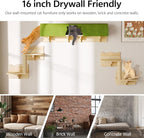 7-in-1 Cat Shelves for Wall, Cat Wall Furniture Set with Tunnel | Multi-Level Floating Cat Shelves for Space Saving, Solid Wood Cat Climbing System with Scratching Posts, Burlywood