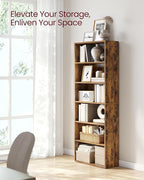 VASAGLE Bookshelf, 23.6 Inches Wide, 6-Tier Open Bookcase with Adjustable Storage Shelves, Floor Standing Unit, Rustic Brown ULBC166X01