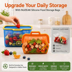 Magnetic Seal Reusable Silicone Food Storage Bag, 68 oz, NUZEAK | Magnetic Fast Seal, Stand-Up Freezer Bag for Food, Fruit, Snacks, Sandwiches and Meal Prep, Dishwasher Safe, 1 Pack