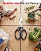 All-Purpose Kitchen Scissors, Heavy Duty Kitchen Shears with Serrated Blade, Detachable Stainless Steel Cooking Scissors for BBQ, Camping, Meat, Seafood, Herbs & Food Prep, Dishwasher Safe