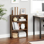 VASAGLE Bookshelf, 23.6 Inches Wide, 3-Tier Open Bookcase with Adjustable Storage Shelves, Floor Standing Unit, Rustic Brown ULBC163X01