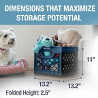 CleverMade Collapsible Milk Crates, 25L, 3 Pack, Holds 50 lb, Ocean | Organize Files, Groceries, and Gear in One Crate | Built-In Rails Hold Letter Folders, While the Frame Stacks Securely