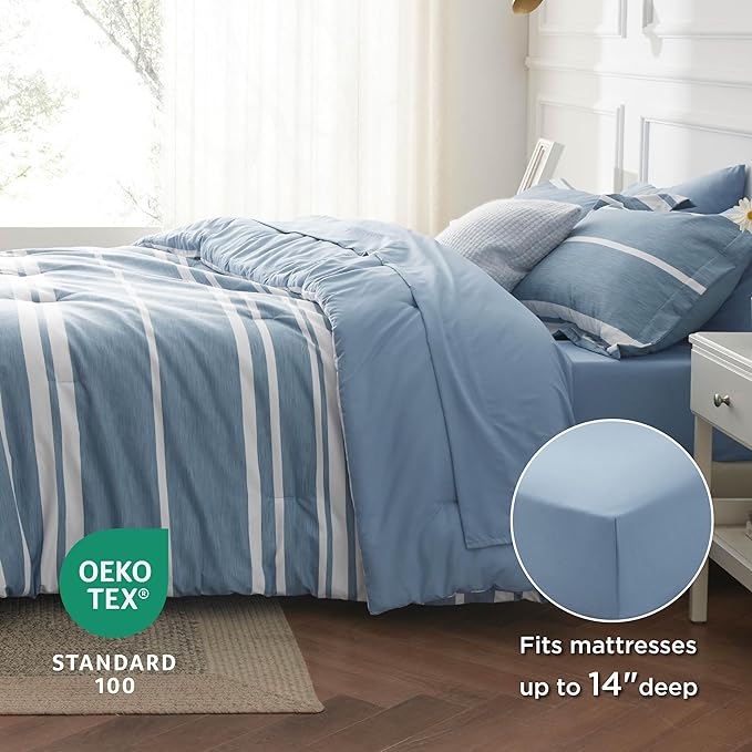 Bedsure Comforter Set Queen - Bed in a Bag Queen 7 Pieces, Bedding Sets Bed Set with Comforter, Sheets, Pillowcases & Shams