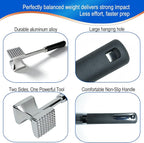 Aluminum Meat Tenderizer Hammer, Dual-Sided Meat Mallet with Grip | Dual-sided aluminum meat tenderizer with textured and smooth sides for tenderizing, flattening, and crushing meats and foods