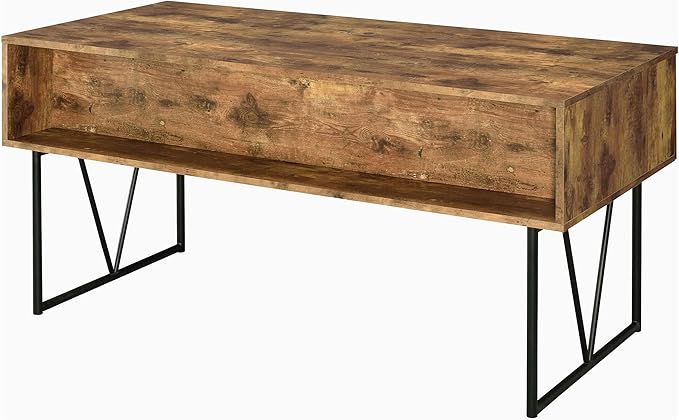 Coaster Home Furnishings Analiese Rustic 63-Inch 4-Drawer Home Office Computer Writing Desk Study Table with Storage Engineered Eco-Friendly Wood Look Laminate Sturdy Steel Base Rustic Nutmeg 800999