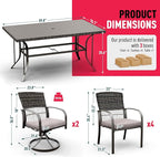 Pamapic 7 Piece Outdoor Dining Set, Rattan Outdoor Patio Furniture Set for Backyard with Iron Outdoor Dining Table, 4 Swivel Deck Chairs, 2 Wicker Chairs and Removable Cushions (Gray)