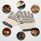 BBQ Gloves 932℉ Heat Resistant Oven Gloves, Cooking Gloves for BBQ, Grilling, Baking,Cutting, Smoker Fireplace-1 Pair (Black)