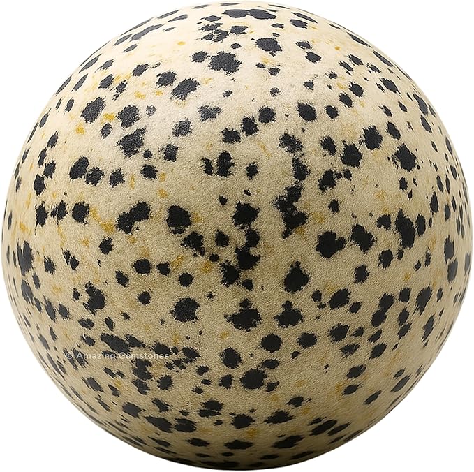 Amazing Gemstone Dalmatian Jasper Crystal Ball with Stand - 2 Inches Crystal Sphere Meditation Balls for Witchcraft and Decorative Balls