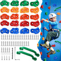 OSPNIEEK 20 PCS Rock Climbing Holds for Kids, Adult Rock Wall Climbing Kit | with Handles and Mounting Hardware, Multi-Colored Climbing Wall Grips for Indoor and Outdoor Playground Accessories Play Set