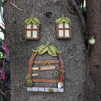Fairy Door and Windows Garden Kit Accessories Outdoor, Glow in Dark Gnome House for Tree, Lawn Yard Art Sculpture, Miniature Garden Decor (Leaf)