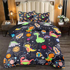 Dinosaur Bedding Set for Boys - 2Pcs Lovely Black Dinosaur Bedding Set for Bedroom Twin Size Cute Animal Patterns Dinosaur Comforter Set for Boys Girls Teens Kids Room Decor, 1 Quilt 1PillowCase
