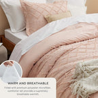 Bedsure California King Comforter Set - Coral Pink Boho Tufted Shabby Chic Bedding Comforter Set, 3 Pieces Vintage Farmhouse Bed Set for All Seasons, Fluffy Soft Bedding Set with 2 Pillow Shams