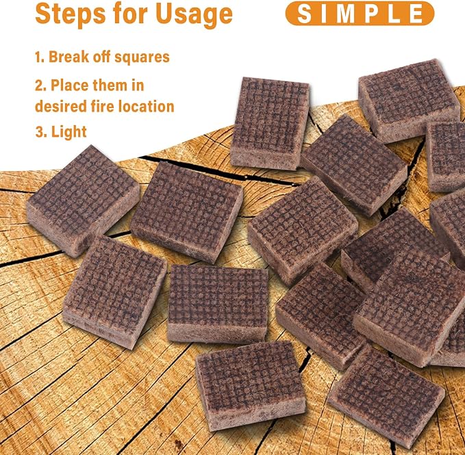 HGD Fire Starter, Mini Natural Fire Starters for Campfires, BBQ Grill, Charcoal Chimney, Outdoor Pit, Indoor Fireplace, Wood Stove - Water Resistant Firestarter Sticks - Camping Accessories Essentials