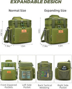 HSHRISH Expandable Large Tactical Lunch Box for Adults, Durable Insulated Lunch Bag with Lots of Storage Space, Cooler Bag for Men Women Work Outdoor Picnic Trip, 16 L, Black