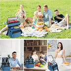 holuxer Insulated Lunch Bag & Lunch Box for Men - Double Deck Reusable Lunch Bag for Women Tote Cooler Bag Leakproof Soft Expandable - Large Lunchbox for Work/Adult/Picnic/Outdoor (Blue，15L)