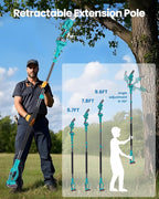 Cordless Pole Saw&8 inch Mini Chainsaw,2-IN-1 Electric Tree Trimmer with 2PCS 2000mAh Rechargeable Batteries,Battery Pole Saws w/Extension Pole for Tree Trimming Wood Cutting,Ideal Gifts for Men Dad