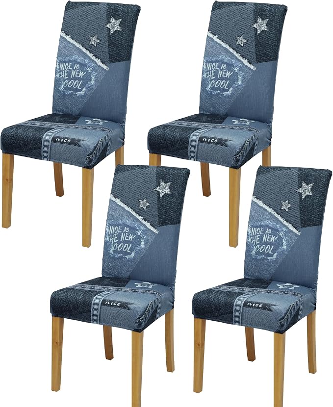 Dining Chair Covers, Stretch Seat Covers, Washable Furniture Protector | 4 Pack, Washable, Stretch Fit, Soft, Non Slip, Dining Chair Covers, Seat Protector, Furniture Cover,Easy Clean