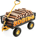 900lbs Heavy Duty Garden Cart, Steel Garden Wagon Cart with Fixedable Rotating Handle for Backyard, Utility Yard Wagon with 10" All Terrain Tires, Mesh Removable Sides