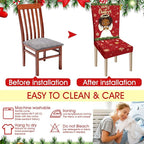 Ganeen 6 Pcs Christmas Chair Covers Merry Christmas Chair Back Cover Stretch Christmas Seat Cover Washable Xmas Dining Chair Protector Slipcover for Dining Room Kitchen Holiday Party (African Style)