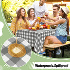 10 Packs Buffalo Disposable Table Cloth, 54 x 108 Inch Waterproof Plastic Tablecloth, Rectangle Grey and White Checkered Table Covers for Picnic, Birthday, Party, Back to School