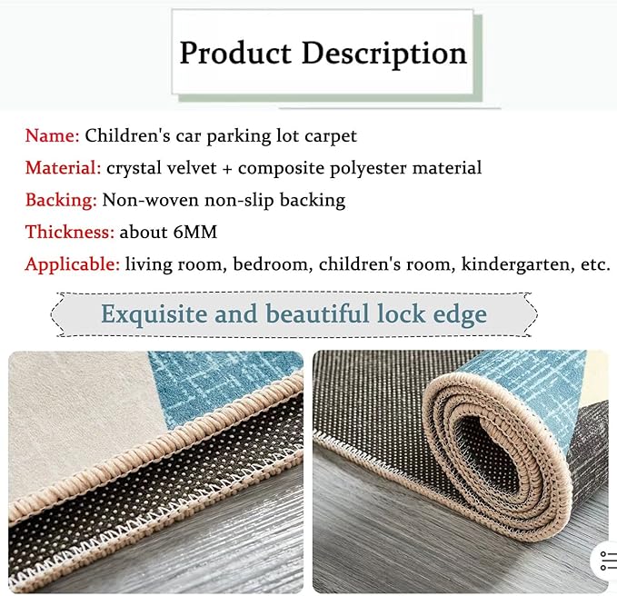 Kids Rug Play Mat Great for Playing with Cars and Toys,Educational Kid Road and Traffic City Life Carpet,Children Baby Fun Throw Rug for Bedroom Play Room,31X63Inch/80X160CM