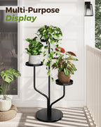 Bamworld Plant Stand Indoor Outdoor 3 Tier Metal Plant Shelf for Multiple Plants Pots Tier Tall Flower Holder for Living Room,Bedroom Decor,Balcony,Black