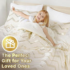 Codi Cream White and Gold Comforter Set for Full/Queen Size Bed, Cute Metallic Ivory Bed Sets, 4 Piece (2 Matching Shams + 1 Decorative Pillow)