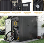 Aoxun 7.5'x4' Triple Door Shed Outdoor Storage Shed with Three Lockable Door for Easily Accessing Metal Storage Cabinet with Slopping Roof for Tools Bicycles Storage for Garden, Backyards (Black)