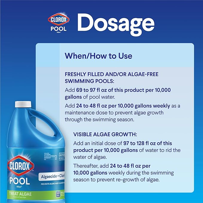 Clorox® Pool&Spa™ Swimming Pool Algaecide and Clarifier, Prevents and Treats Pool Algae, Clears Water, 128 Fl Oz (Pack of 1)