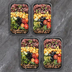 Collapsible Food Storage Containers with Lids, 4 Pack, 40 oz Silicone 1-Compartment Meal Prep Containers Reusable, Lunch Bento Boxes for Adults, Microwave Freezer Dishwasher Safe, BPA-Free, Black