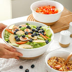 Hasense Ceramic Mixing Bowls, Large Salad Pasta Bowls Set, 2.1/1.0/0.5 Qt Serving Bowls for Entertaining, White Nesting Batter Bowls for Prepping Baking, Dishwasher Microwave Safe, Set of 3