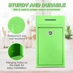 Yaocom Metal Money Box,Light Green,10.24 x 5.71 x 2.95 Inch,No Lid | Wall Mounted Drop Donation Cash Box for Farm Stand Collection Safe Suggestion Box with Lock Container for Home Office Outdoor