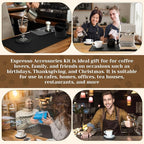 9 Pcs Espresso Knock Box Kit 23.6" x 15.8" Large Silicone Coffee Mat Espresso Tamping Mat with Coffee Station Organizer Removable Rod Coasters Under Machine Accessories Set for Home Barista
