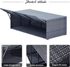 Merax Furniture 6-Piece All-Weather PE Rattan Patio Outdoor Conversation Set with Coffee Table,Wicker Sofas,Ottomans,Removable Cushions,Grey