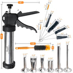 MogaMax Large Capacity Jerky Gun Kit Stainless Steel Shooter & Cannon, Beef & Deer Meat Maker with 6 Nozzles, 7 Cleaning Brushes & Meat Pusher Sausage Maker for Home, BBQ & Gifts for Men & Women