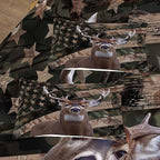NINENINE Camo Deer Bedding Sets Full Size American Flag Comforter for Boys Adult Teens Western Theme Wildlife Forest Hunted Animal Comforter Sets with 1 Comforter 2 Pillowcases