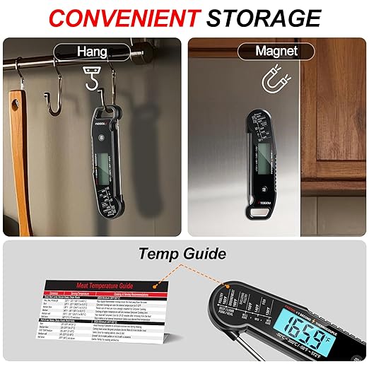 Professional Food & Meat Thermometer, 1 Sec Instant Read & ±0.5℉ Accuracy Driven by Thermocouple Sensor. IP67 Waterproof Digital Thermometer for Cooking, BBQ, Grill Gifts for Men Him Dad Birthday