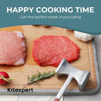 KITEXPERT Meat Tenderizer Hammer with Comfortable-Grip Handle, Dual-side Mallet for Kitchen, Heavy Duty Pounder For Tenderizing Steak, Beef and Fish, Red