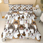 Kawaii Dog Comforter Queen Size,Dogs Comforter Set for Kids Teens Girls Boys,3Pcs Bedding Set Printed Comforter with 2 Pillowcases,Down Alternative,Soft and Lightweight，Queen Size