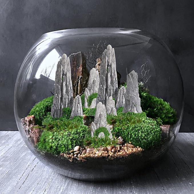 Gatuida 8Pcs Miniature Rockery Decorative Resin Rockery Statues for Micro Landscape