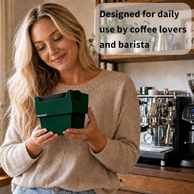 Espresso Knock Box, 5.4 in, Barista Style Espresso Grounds Knock Box, Removable Silicone Knock Rod, Silicone Non-Slip Base, Espresso Maker Accessory (Blue)