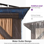 PURPLE LEAF Hardtop Gazebo 10' X 12' Metal Roof with Netting and Curtains Hard Top Backyard Patio Gazebos Permanent Canopy Deck Garden Hot Tub Outdoor Pavilion