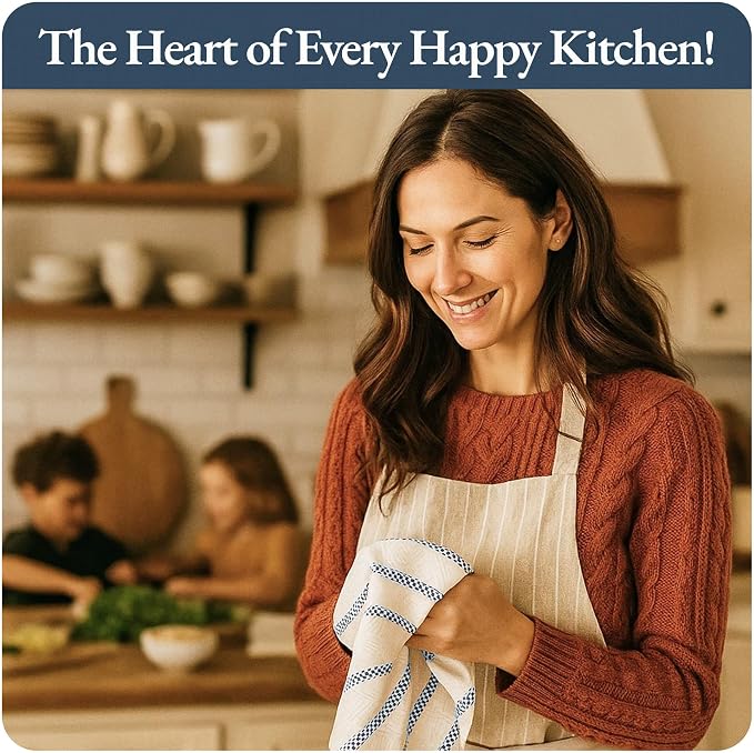 LANE LINEN Kitchen Towels Set - Pack of 4 Cotton Dish Towels for Drying Dishes, 18”x 28”, Absorbent Tea Towels, Quick Drying Kitchen Towel Set - Blue Saphire
