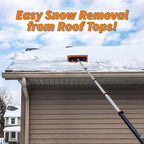 5-30 ft Telescoping Snow Roof Rake // High Reach Solar Panel Snow Removal Tool for Roofs, RVs & Cars // Heavy Duty Snow Rake for House Roof // 13.6" Scratch-Free Soft Foam Blade // Push Pull Design