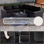 Kullavik 13PCS Outdoor Patio Furniture Set with 43" 55000BTU Gas Propane Fire Pit Table PE Wicker Rattan Sectional Sofa Patio Conversation Sets,Black