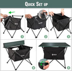 VILLEY Portable Camping Side Table, Ultralight Aluminum Folding Beach Table | Lightweight & Portable, Under-Table Storage Hammock, Carry Bag for Camping, Beach, Picnic, Boat & Travel